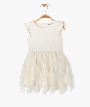 Robe de cérémonie avec jupe en tulle pailleté bébé fille vue1 - GEMO(BEBE DEBT) - GEMO