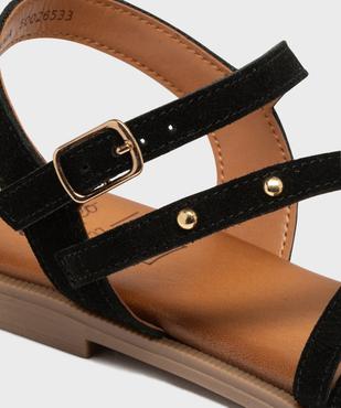 Sandales en cuir plates à brides cloutées femme - Tanéo vue6 - TANEO - GEMO