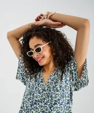 Blouse manches courtes en viscose fluide imprimée femme vue2 - GEMO 4G FEMME - GEMO