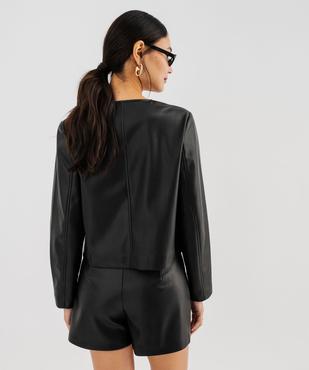 Veste courte imitation cuir avec boutons fantaisie femme vue3 - GEMO(FEMME PAP) - GEMO