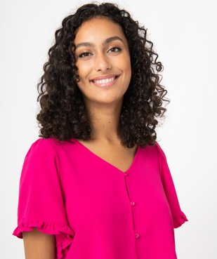 Blouse femme à manches courtes coupe à volants vue2 - GEMO(FEMME PAP) - GEMO