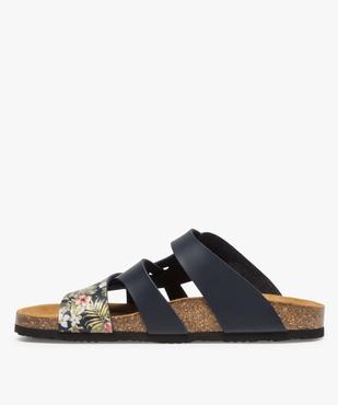 Sandales femme mules à larges brides unies et fleuries vue3 - GEMO (CASUAL) - GEMO