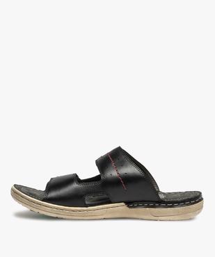 Mules homme en cuir à larges brides ajustables vue3 - GEMO (CASUAL) - GEMO