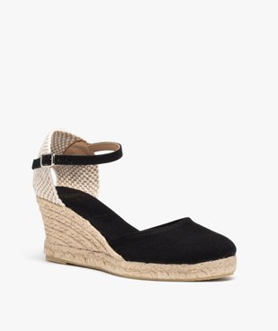 Espadrilles femme à talon compensé et dessus en toile unie  vue2 - GEMO(URBAIN) - GEMO