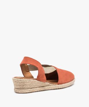 Sandales femme à talon compensé et dessus cuir vue4 - GEMO (CASUAL) - GEMO