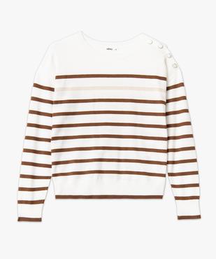 Pull rayé en maille fine avec col rond femme vue5 - GEMO 4G FEMME - GEMO