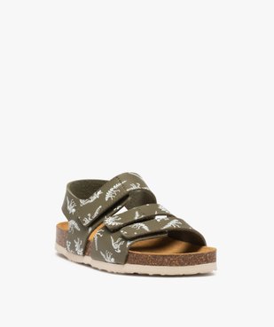 Sandales garçon avec brides en cuir triple scratch vue2 - GEMO 4G GARCON - GEMO