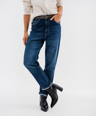 Jean mom fit taille haute avec ceinture femme vue1 - GEMO 4G FEMME - GEMO
