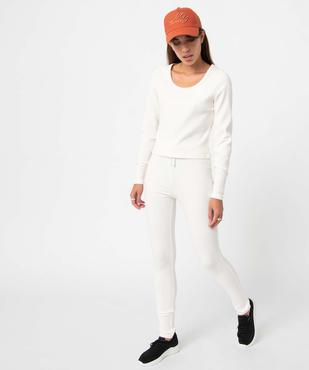Tee-shirt femme à manches longues en maille côtelée vue6 - GEMO(FEMME PAP) - GEMO