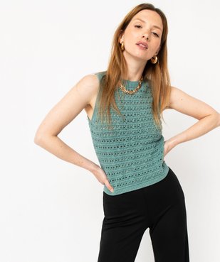 Débardeur en maille ajourée façon macramé femme vue2 - GEMO(FEMME PAP) - GEMO