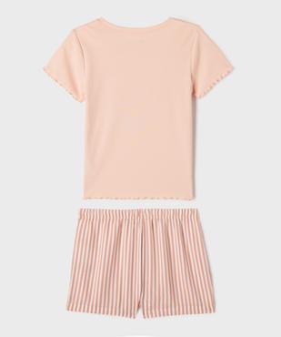 Pyjashort avec tee-shirt à motif et bas rayé fille vue3 - GEMO 4G FILLE - GEMO