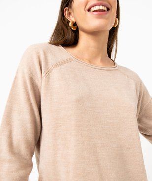 Pull à col rond finitions roulottées femme vue2 - GEMO(FEMME PAP) - GEMO