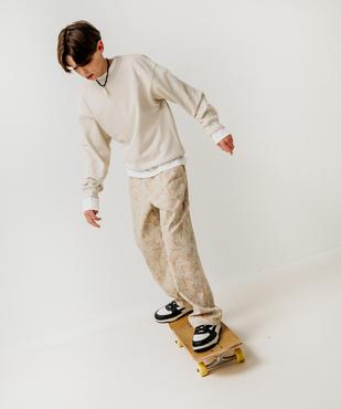 Sweat col rond en molleton bouclette garçon  vue1 - GEMO (JUNIOR) - GEMO