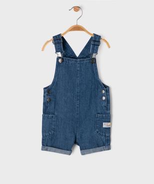 Salopette courte en jean bébé garçon vue1 - GEMO 4G BEBE - GEMO