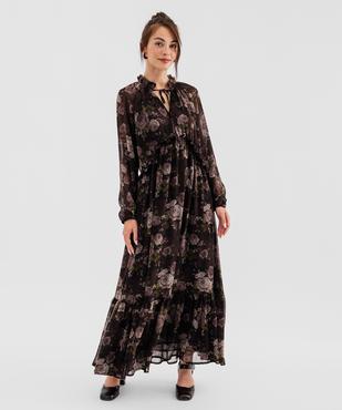 Robe manches longues en voile fleuri look bohème femme vue1 - GEMO 4G FEMME - GEMO