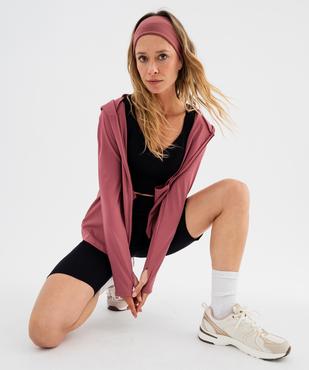 Sweat zippé à capuche en matière technique extensible femme vue1 - GEMO(FEMME PAP) - GEMO