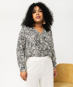 Chemise à manches longues imprimée femme grande taille vue2 - GEMO 4G GT - GEMO