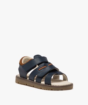 Sandales garçon en cuir multibrides scratch et semelle crantée - Alma planète vue2 - ALMA - GEMO