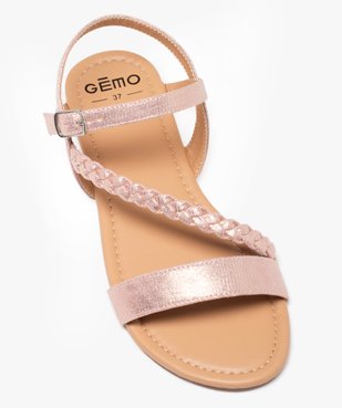 Sandales plates à brides métallisées femme vue5 - GEMO (CASUAL) - GEMO