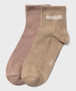 Socquettes pailletées à message femme (lot de 2) vue1 - GEMO(HOMWR FEM) - GEMO