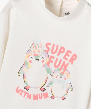 Tee-shirt manches longues et col roulé imprimé bébé fille vue2 - GEMO(BEBE DEBT) - GEMO