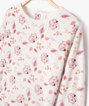 Pyjama en velours 2 pièces imprimé bébé fille vue2 - GEMO(BB COUCHE) - GEMO
