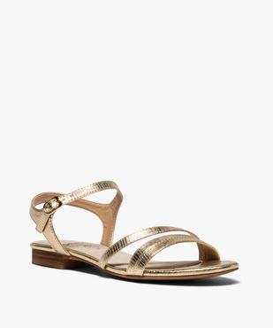 Sandales femme à talon plat et brides imitation serpent vue2 - GEMO (CASUAL) - GEMO