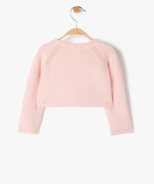 Gilet court avec détails ajourés bébé fille vue3 - GEMO(BEBE DEBT) - GEMO