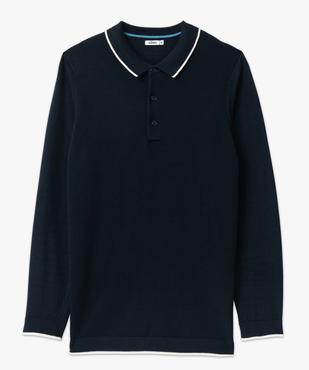 Pull col polo en maille piquée homme vue4 - GEMO 4G HOMME - GEMO