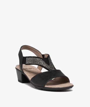Sandales femme confort à talon et brides élastiques à strass vue2 - GEMO (CONFORT) - GEMO