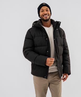 Doudoune matelassée déperlante avec capuche et col en lainage homme vue1 - GEMO 4G HOMME - GEMO