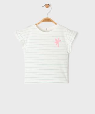 Tee-shirt manches courtes rayé avec manches à volants bébé fille vue1 - GEMO 4G BEBE - GEMO