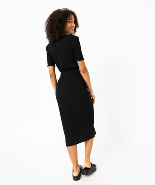 Robe chemise en maille côtelée à manches courtes femme vue3 - GEMO(FEMME PAP) - GEMO