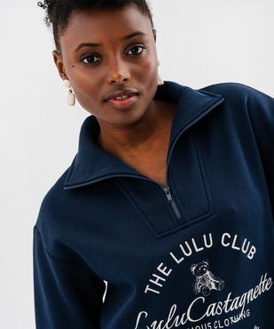 Sweat col montant zippé femme - LuluCastagnette vue2 - LULU CASTAGNETTE G4G D - GEMO