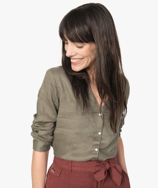 Chemise femme en lin à manches retroussables vue2 - GEMO(FEMME PAP) - GEMO