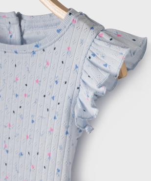 Tee-shirt manches courtes en maille fantaisie avec volants bébé fille vue5 - GEMO(BEBE DEBT) - GEMO