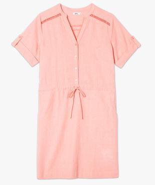 Robe femme en lin avec manches courtes et col V vue4 - GEMO(FEMME PAP) - GEMO
