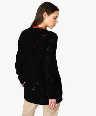 Gilet femme à grosse maille ajourée en mohair vue3 - GEMO(FEMME PAP) - GEMO