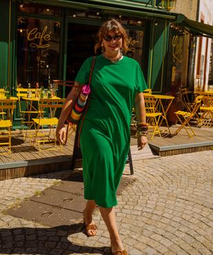 Robe tee-shirt à manches courtes et col rond femme grande taille vue1 - GEMO (G TAILLE) - GEMO