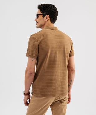 Polo manches courtes à rayures texturées homme vue3 - GEMO (HOMME) - GEMO