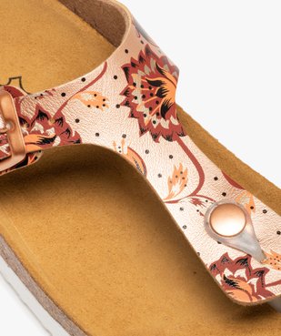 Sandales femme plates à bride entre-doigts métallisée vue6 - GEMO (CASUAL) - GEMO