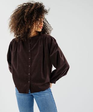 Chemise ample à col victorien en velours milleraies femme vue1 - GEMO(FEMME PAP) - GEMO