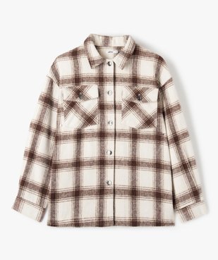 Veste fille en laine à carreaux look surchemise vue1 - GEMO (JUNIOR) - GEMO
