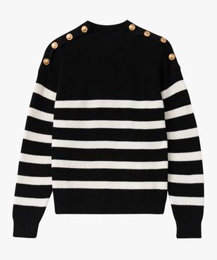 Pull rayé avec boutons sur les épaules femme vue4 - GEMO 4G FEMME - GEMO