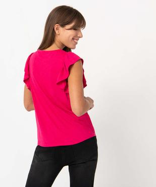 Tee-shirt femme pailleté à manches courtes volantées vue3 - GEMO(FEMME PAP) - GEMO