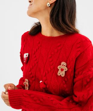 Pull col rond Noël femme vue2 - GEMO(FEMME PAP) - GEMO