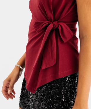 Débardeur asymétrique noué femme vue3 - GEMO 4G FEMME - GEMO