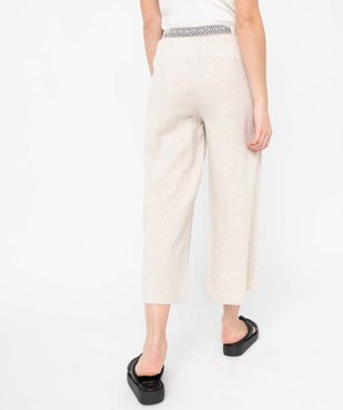Pantacourt femme coupe large contenant du lin avec ceinture vue3 - GEMO 4G FEMME - GEMO