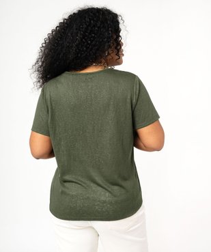 Tee-shirt manches courtes pailleté à col V femme grande taille vue3 - GEMO (G TAILLE) - GEMO