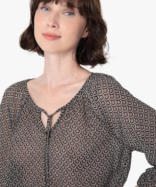 Blouse femme imprimée en voile à col rond vue2 - GEMO(FEMME PAP) - GEMO